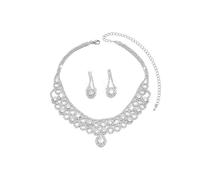 FFWTPY Collar Gargantilla Cristal Brillante Pendientes Lágrima Conjunto Joyas Elegante Nupcial Ceremonia Lujo Resplandeciente Adorno Femenino