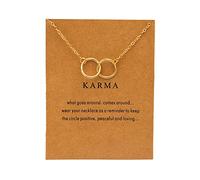 FFWTPY Collar Minimalista Círculos Entrelazados Karma Doble Aro Cadena Delicada Joyería Elegante Símbolo Infinito Accesorios Mujer