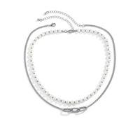 FFWTPY Collar Perlas Elegante Cadena Eslabones Dorada Gargantilla Ajustable Colgante Mujer Joyería Capas Combinación
