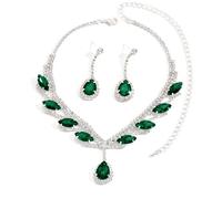 FFWTPY Conjunto Collar Pendientes Gota Cristal Brillante Joya Nupcial Elegante Adorno Mujer Accesorio Fiesta Ceremonia