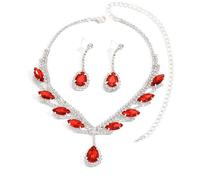 FFWTPY Conjunto Collar Pendientes Gota Cristal Brillante Joya Nupcial Elegante Adorno Mujer Accesorio Fiesta Ceremonia