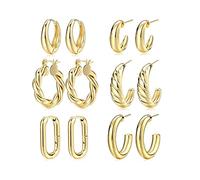 Ffwtpy Conjunto De Pendientes Aros Para Hombre 6 Pares De Pendientes De Aro De Acero Inoxidable Chapado En Oro Pendientes Modernos Para Hombre Aros Dorados Elegantes Y Versátiles