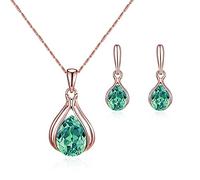 FFWTPY Conjunto Gota Cristal Azul Collar Pendientes Joyería Elegante Mujer Adorno Brillante