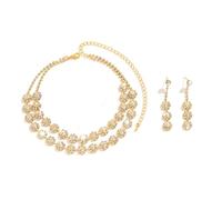 FFWTPY Conjunto Joyas Flor Sol Cristal Brillante Collar Doble Capa Pendientes Largos Adorno Mujer Elegante