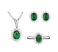 FFWTPY Conjunto Joyas Oval Cristal Brillante Collar Pendientes Anillo Adornos Mujer Elegante Estilo Clásico