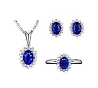 FFWTPY Conjunto Joyas Oval Cristal Brillante Collar Pendientes Anillo Adornos Mujer Elegante Estilo Clásico