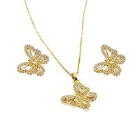 FFWTPY Conjunto Mariposa Brillante Collar Pendientes Cristales Mujer Joyería Elegante Plata