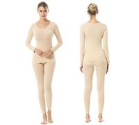 FFWTPY Conjunto Ropa Interior Térmica Mujer Set Funcional de Invierno Capa Base Camiseta Manga Larga Malla Térmica Pantalon para Cálida y Transpirable