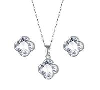 FFWTPY Conjunto Trébol Cristal Rosa Collar Pendientes Joyería Mujer Elegante Brillante Adorno Precioso Complemento