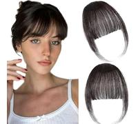 FFWTPY Extensiones Pelo Natural Humano Una Pieza Clip in Fringe Bangs Flequillo Sintético Hair de Cabello Prótesis Capilar con Patillas para Mujer