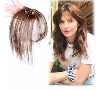 FFWTPY Extensiones Pelo Natural Postizo Flequillo a Clip Flequillo Sintético Hair de Cabello Prótesis Capilar con Patillas para Mujeres el Uso Diario (Marrón claro 2/30)