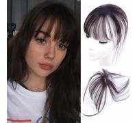 FFWTPY Extensiones Pelo Natural Postizo Flequillo a Clip Flequillo Sintético Hair de Cabello Prótesis Capilar con Patillas para Mujeres el Uso Diario (Marrón negro 4#)