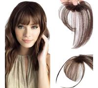 FFWTPY Extensiones Pelo Natural Postizo Flequillo a Clip Flequillo Sintético Hair de Cabello Prótesis Capilar con Patillas para Mujeres el Uso Diario (Marrón oscuro 2/33#)