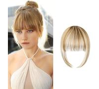 FFWTPY Extensiones Pelo Natural Una Pieza Clip Flequillo Curvo con Patillas Francés Pelo Sintético de Cabello Prótesis Capilar para Mujeres el Uso Diario