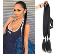 FFWTPY Extensiones Trenza Cola Caballo Sintético Larga Postizas Trenzadas Coleta Pelo Natural Accesorio Peinado Mujer