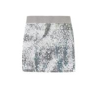 FFWTPY Faldas Nujer Verano de Lentejuelas Minifalda Sexy Moda Elásticas Cintura Alta EleganteFalda para Fiesta Halloween Carnaval Disfraz (Plata)