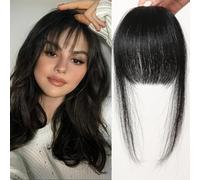 FFWTPY Flequillo Postizo Natural Cabello Humano Clip Extensiones Pelo Recto Ajustable Voluminoso Accesorio Peinado