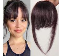 FFWTPY Flequillo Postizo Natural Cabello Humano Clip Extensiones Pelo Recto Ajustable Voluminoso Accesorio Peinado