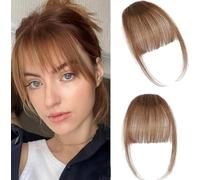 FFWTPY Flequillo Postizo Natural Tejido Manual Ligero 6g Extensiones Cabello Humano Recto Ajustable Invisible Acabado Profesional