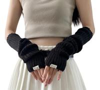 FFWTPY Guantes Dedos Cortados Mujer Guantes De Punto Caliente Guantes Mujer Invierno Guantes Largos Sin Dedos Mangas Para Brazos Guantes Cálidos Para Mujer(Negro)