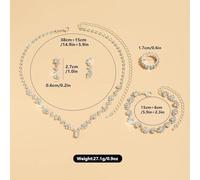 FFWTPY Juego De Joyas De Cristal Brillante Para Mujer Collar Pulsera Anillo Y Pendientes Conjunto De 4 Piezas Elegante Y Sofisticado Accesorios De Moda Joyería De Calidad