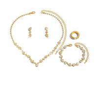 FFWTPY Juego De Joyas De Cristal Brillante Para Mujer Collar Pulsera Anillo Y Pendientes Conjunto De 4 Piezas Elegante Y Sofisticado Accesorios De Moda Joyería De Calidad