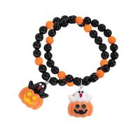 FFWTPY Juegos de Pulseras Halloween Aleación Abalorios Pulsera Colgante Murciélago Calabaza con Monograma Pulsera Apilable Adorno Fantasma Calabaza para Fiesta Halloween (Naranja03)