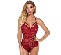 FFWTPY Lingerie Sexy Mujer Eróticos Body Encaje Transparente Tirantes Ajustables Lenceria Hot Ropa Interior Picardias Elegante Conjunto Camisones Sexys Diseño Floral