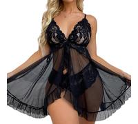 FFWTPY Lingerie Sexy Mujer Eróticos Camisón Babydoll Encaje Transparente Lenceria Hot Conjunto Picardías Ropa Interior Divertida Camisones Sexys Body