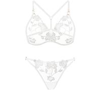 FFWTPY Lingerie Sexy Mujer Eróticos Conjunto Triangular Encaje Floral Transparente Sujetador Push up Ropa Interior Lenceria Hot Elegante Seductora