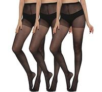 FFWTPY Medias para Mujer 10 DEN Translúcidas Medias Pantalones de Microfibra Medias Negras Elástico Leggings Pantalones para Mujeres Pack de 3 (negro)