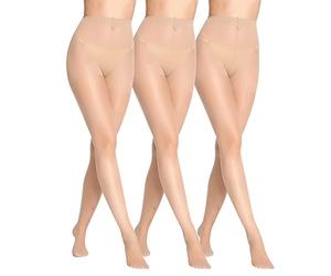 FFWTPY Medias para Mujer 10 DEN Translúcidas Medias Pantalones de Microfibra Medias Negras Elástico Leggings Pantalones para Mujeres Pack de 3 (nude)
