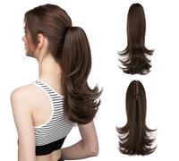 FFWTPY Moño Postizo Extensiones Pelo Natural Sintético Postizo Cola Cabello Ondulado Pinza Garra Extensión Coleta Rizada Natural Voluminosa Elegante Peinado Rápido