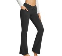 FFWTPY Pantalones Mujer Verano Acampanados Cintura Alta con Bolsillos Pantalón Elegante Trousers Frescos Largos Boho Vaporoso Anchos para Playa Vacaciones