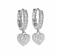FFWTPY Pendientes Aro Corazón Colgante Circonita Brillante Chapado Oro Joyería Elegante Mujer Aretes Pequeños