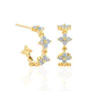 FFWTPY Pendientes Circulares Flor Trébol Cristal Circonita Brillantes Aros Dorados Joyería Mujer Elegante