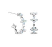 FFWTPY Pendientes Circulares Flor Trébol Cristal Circonita Brillantes Aros Dorados Joyería Mujer Elegante