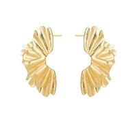 FFWTPY Pendientes Hoja Irregular Textura Metálica Acero Inoxidable Estilo Vintage Tono Dorado Joyería Femenina