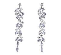 FFWTPY Pendientes Largos Cascada Cristal Brillante Zirconia Cúbica Elegantes Joyería Nupcial Glamurosos