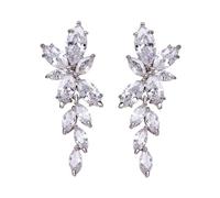 FFWTPY Pendientes Largos Cascada Cristal Brillante Zirconia Cúbica Elegantes Joyería Nupcial Glamurosos