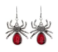 FFWTPY Pendientes Mujer Aretes de Araña Animales Colgante Exagerada Gótico Joyería con Circón Halloween Cospaly Disfraces Accesorios para Mujeres y Niñas (Rojo)