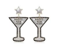 FFWTPY Pendientes Mujer Pendientes Feliz Año Nuevo para las Mujeres Glitter Rhinestone Estrella Pendientes Colgantes Fiesta Festiva Joyeria Regalos Joyeria Ano Nuevo