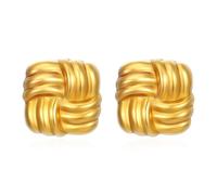 FFWTPY Pendientes Nudo Cuadrado Texturizados Elegantes Dorados Joyería Mujer Accesorios Brillantes