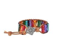 FFWTPY Pulsera Mujer Hombre Cuerda Trenzada Pulseras Chakras Piedras Naturales 7 Chakra de Piedra Natural Ajustable Brazalete para Hombres y Mujeres
