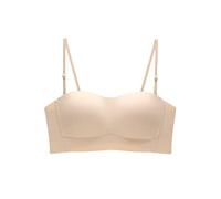 FFWTPY Sujetador Bandeau sin Tirantes para Mujer Sujetador de Tubo sin Aros con Relleno elástica Sujetador con Tirantes extraíble (as4, Cup_Band, Numeric_70, b, Beige, 38/85AB)