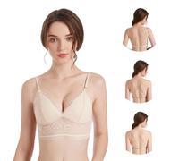 FFWTPY Sujetador sin Espalda Mujer Sujetador en Forma de U Bralette de Encaje sin Aros Push up con Tirantes Multiposición Convertible Sexy para Vestido Boda Yoga Fitness Run Ejercicio