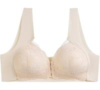 FFWTPY Sujetadores Mujer sin Aros Push up Encaje Frontal Cierre Delantero Sujetador sin Costuras Efecto Realce Comodidad Diaria Tirantes Anchos Soporte Óptimo