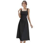 FFWTPY Vestido sin Mangas Mujer Cuello Cuadrado Midi Elegante Vestidos Verano Fiesta Coctel Casual Vestir Ceremonia Eventos Boda Invitada Noche