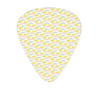 Ffy Cloud - Juego de 12 púas universales para guitarra ABS, ilustraciones de nubes esponjosas con garabatos en el cielo, para guitarra acústica y eléctrica, color amarillo tierra