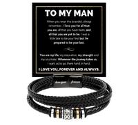 FG Family Gift Mall Pulsera con texto en inglés "To My ManI Love You", regalos sentimentales de esposa, novia a mi hombre, ideas de regalo de cumpleaños con tarjeta de mensaje, Cuero sintético, Sin